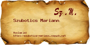 Szubotics Mariann névjegykártya
